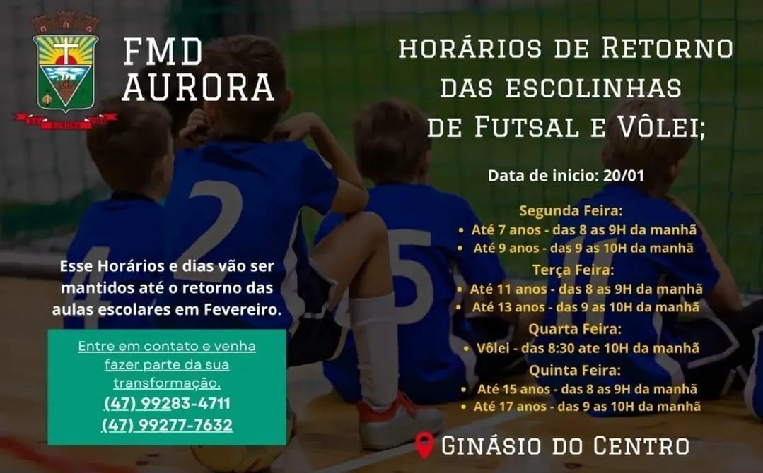 Escolas de futsal e vôlei são retomadas em Aurora
