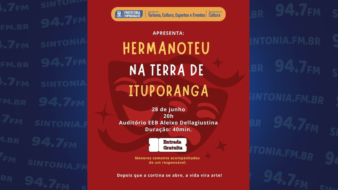 Espetáculo "Hermanoteu na Terra de Ituporanga" será apresentado nesta sexta-feira (28)