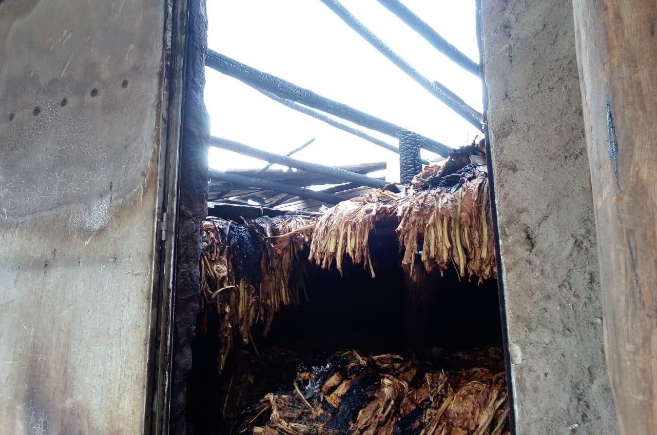Estufa de fumo é destruída em incêndio em Atalanta 