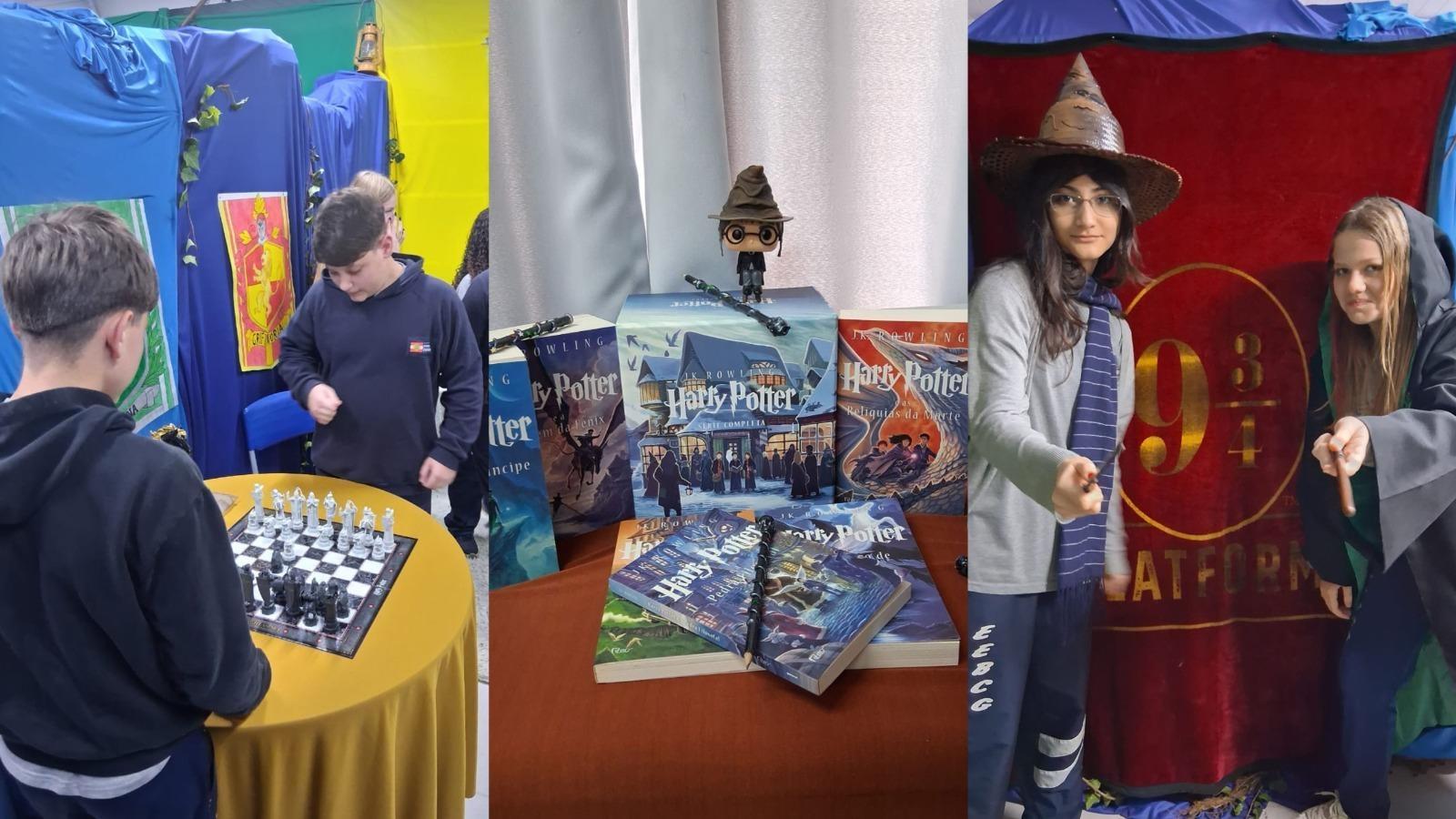 Exposição de Harry Potter transforma biblioteca e incentiva leitura em Vidal Ramos