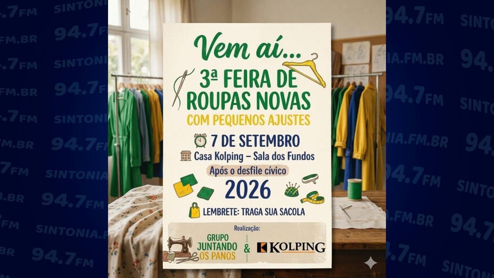 Feira de roupas reaproveitadas será realizada após desfile cívico em Vidal Ramos
