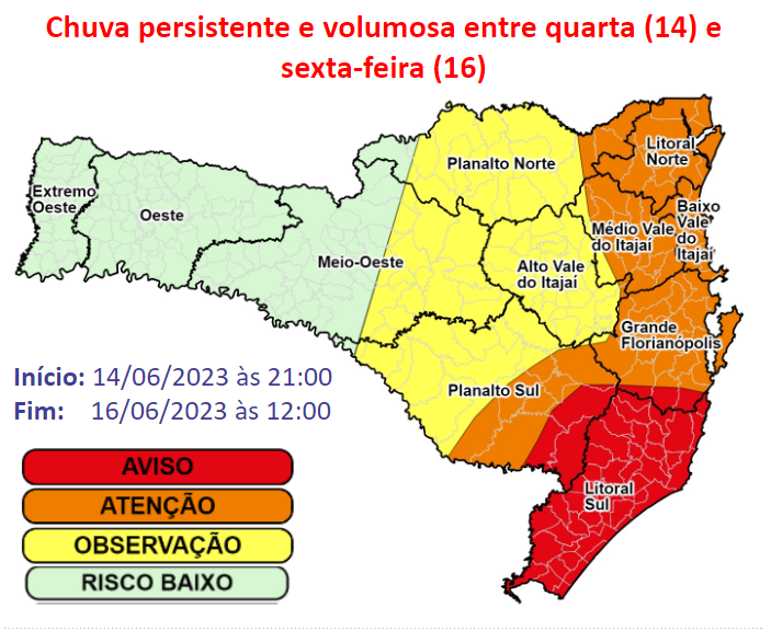 Governador Jorginho Mello avisa sobre as condições do tempo, que deve ser de muita chuva entre hoje (14) e sexta-feira (16)