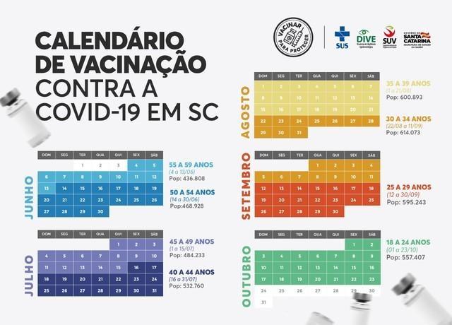 Governo de SC pretende aplicar 1ª dose em maiores de 18 anos até fim de outubro; veja calendário