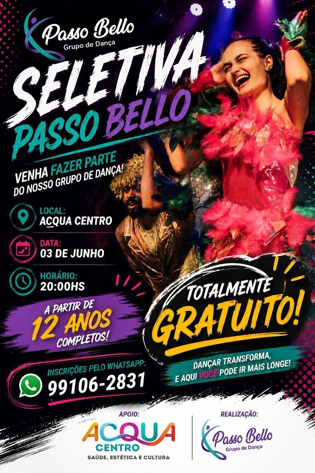 Grupo Passo Bello abre inscrições para seletiva; Aulas são totalmente gratuitas