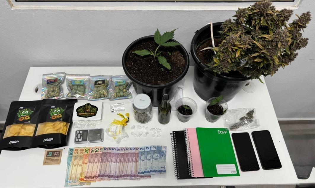 Homem é preso por tráfico após PM encontrar drogas e cultivo de maconha