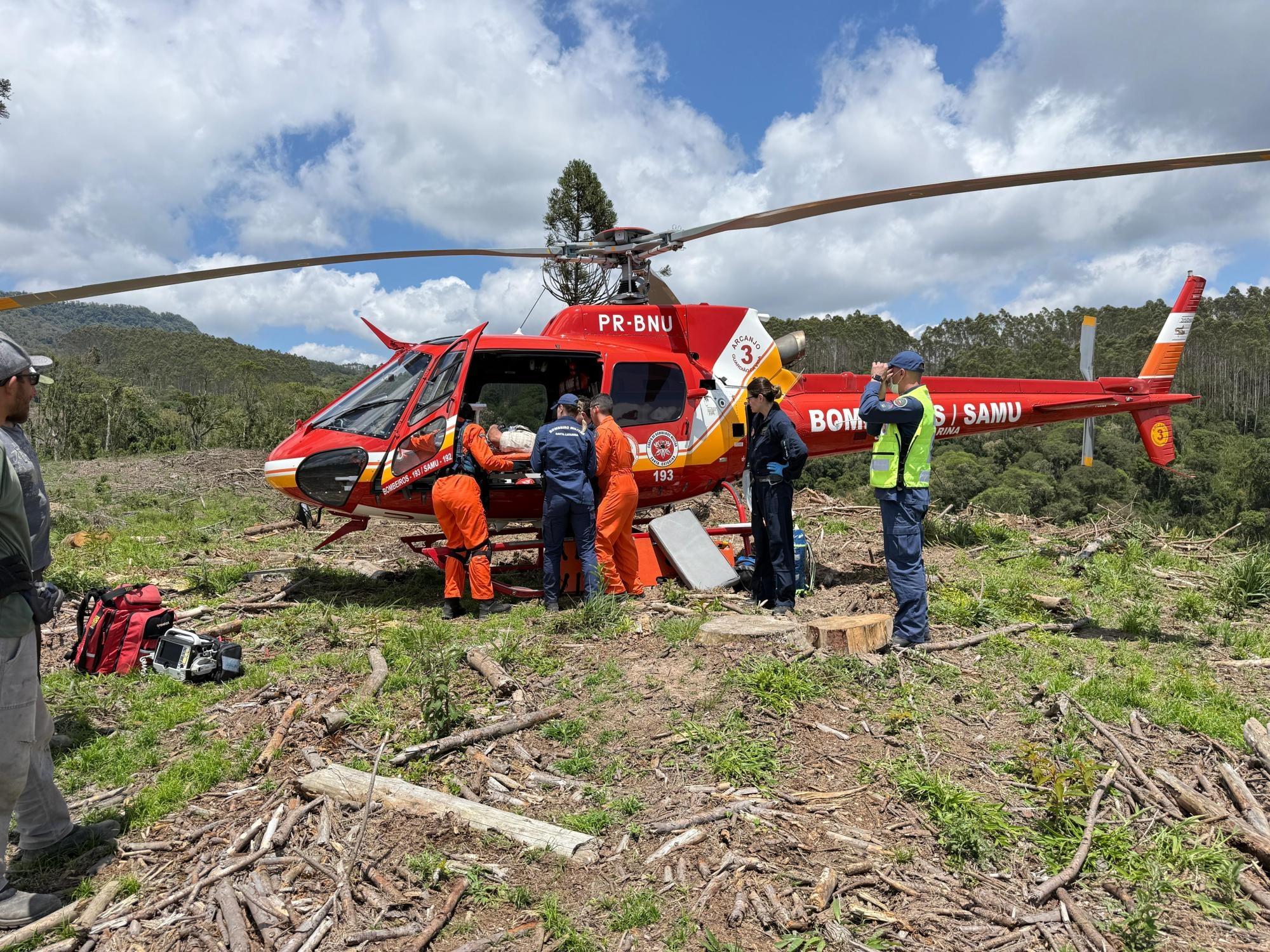 Homem fica ferido após acidente de trabalho em corte de árvores