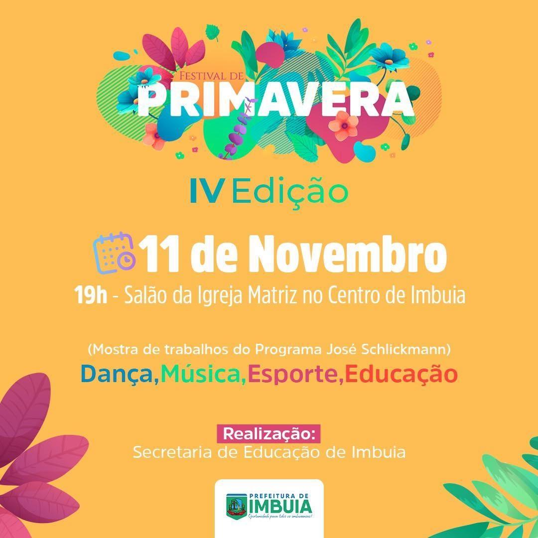 Imbuia realiza nesse sábado (11) o 4º Festival da Primavera