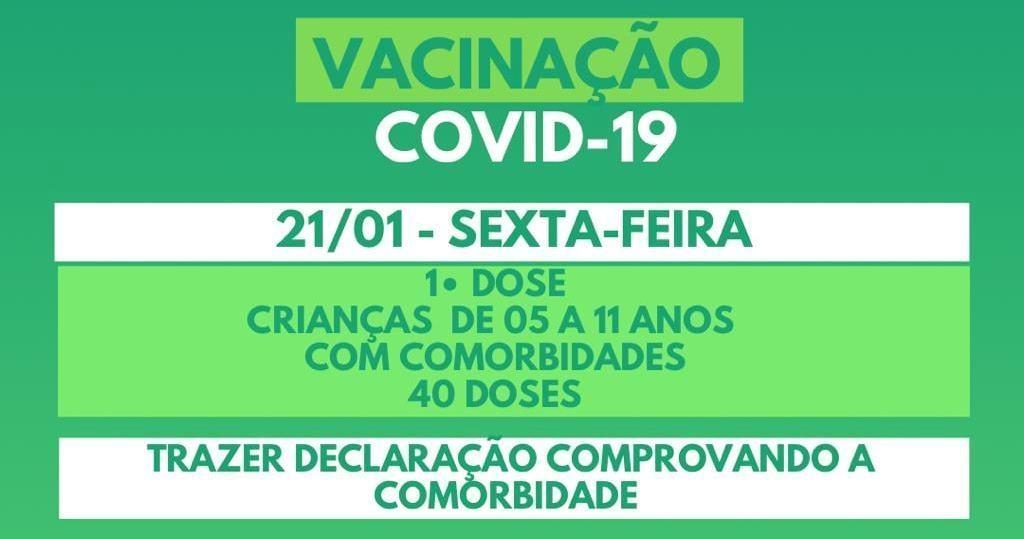 Imunização de crianças contra a Covid-19 começa nesta sexta-feira (21) em Imbuia
