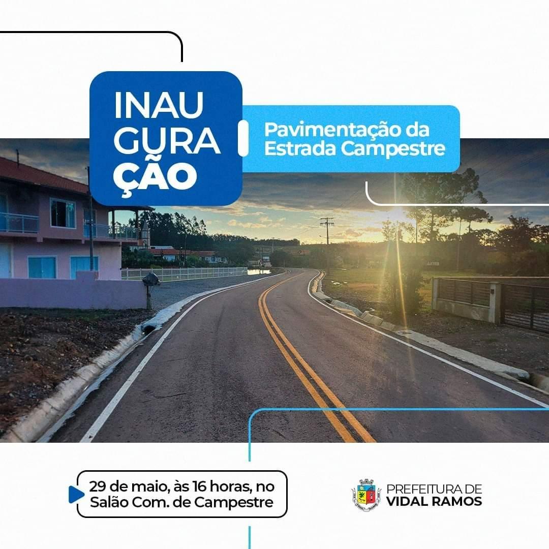 Pavimentação asfáltica da comunidade de Campestre em Vidal Ramos será inaugurada nesta quarta-feira (29)