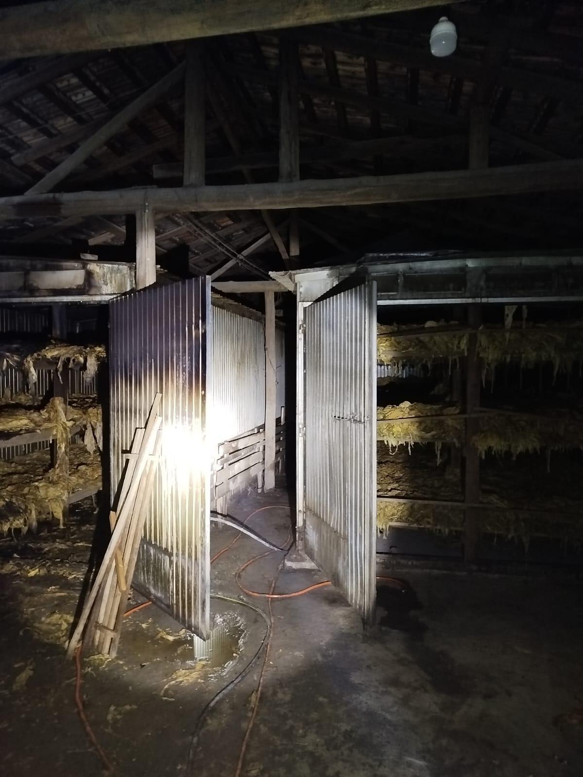 Incêndio atinge estufa de fumo em Vidal Ramos e causa prejuízo estimado em R$ 30 mil