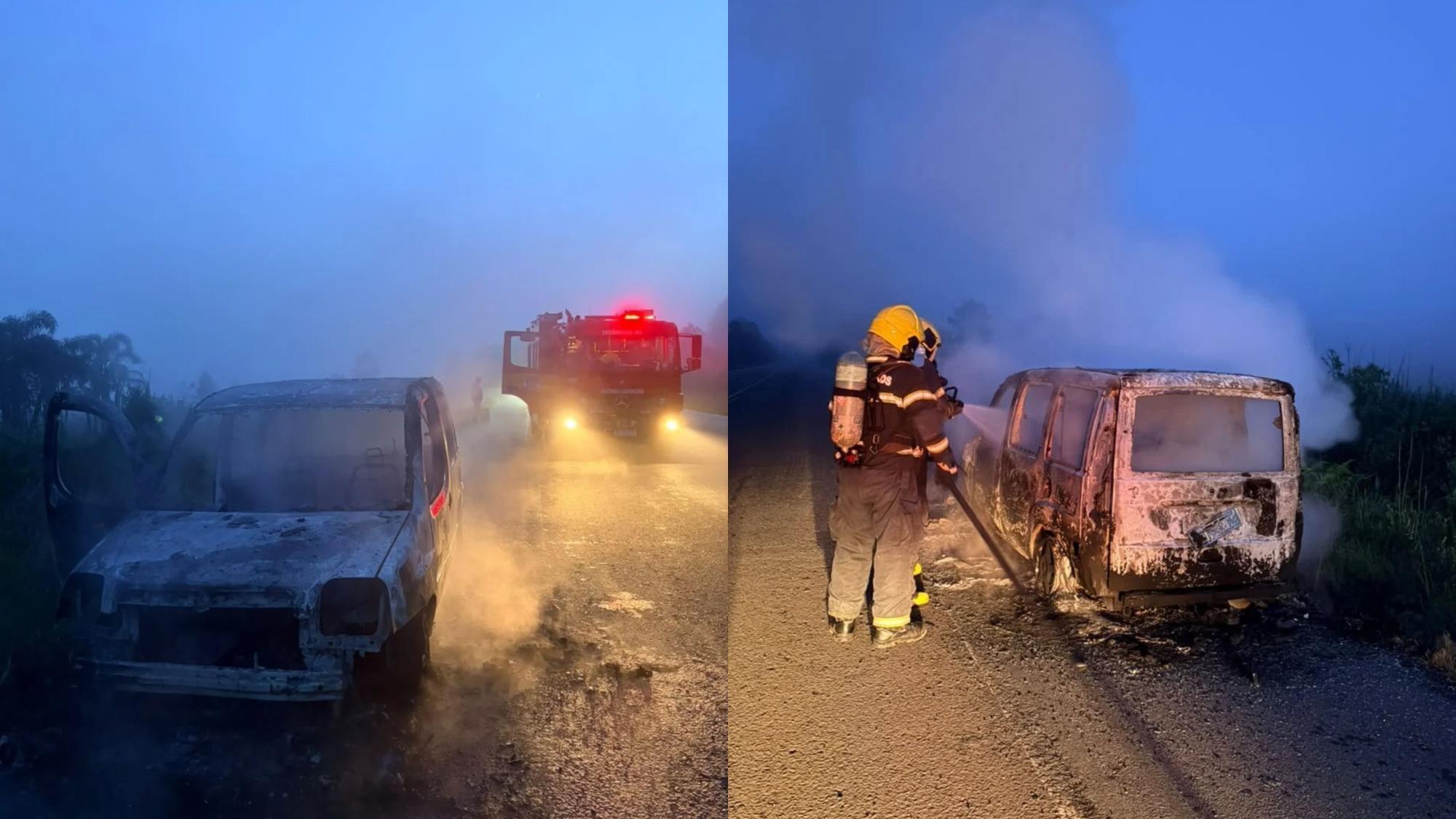 Incêndio atinge veículo no Alto Vale