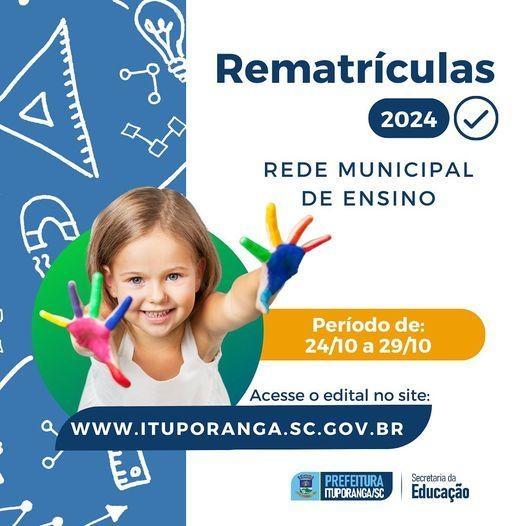 Inicia nesta terça-feira (24) o período de matrículas e rematrículas em Ituporanga