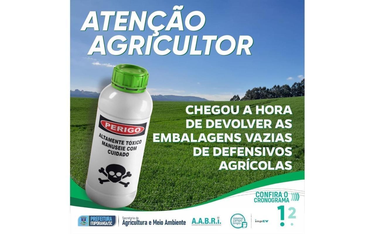 Ituporanga segue com a campanha de recolhimento de embalagens vazias de agrotóxicos