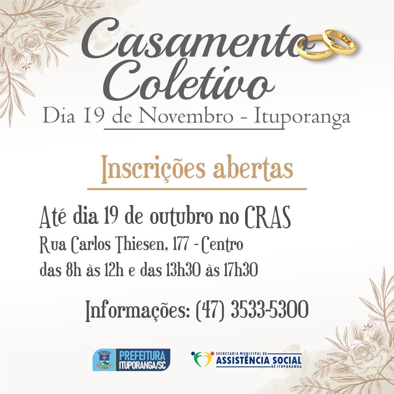 Ituporanga terá casamento coletivo no mês de novembro