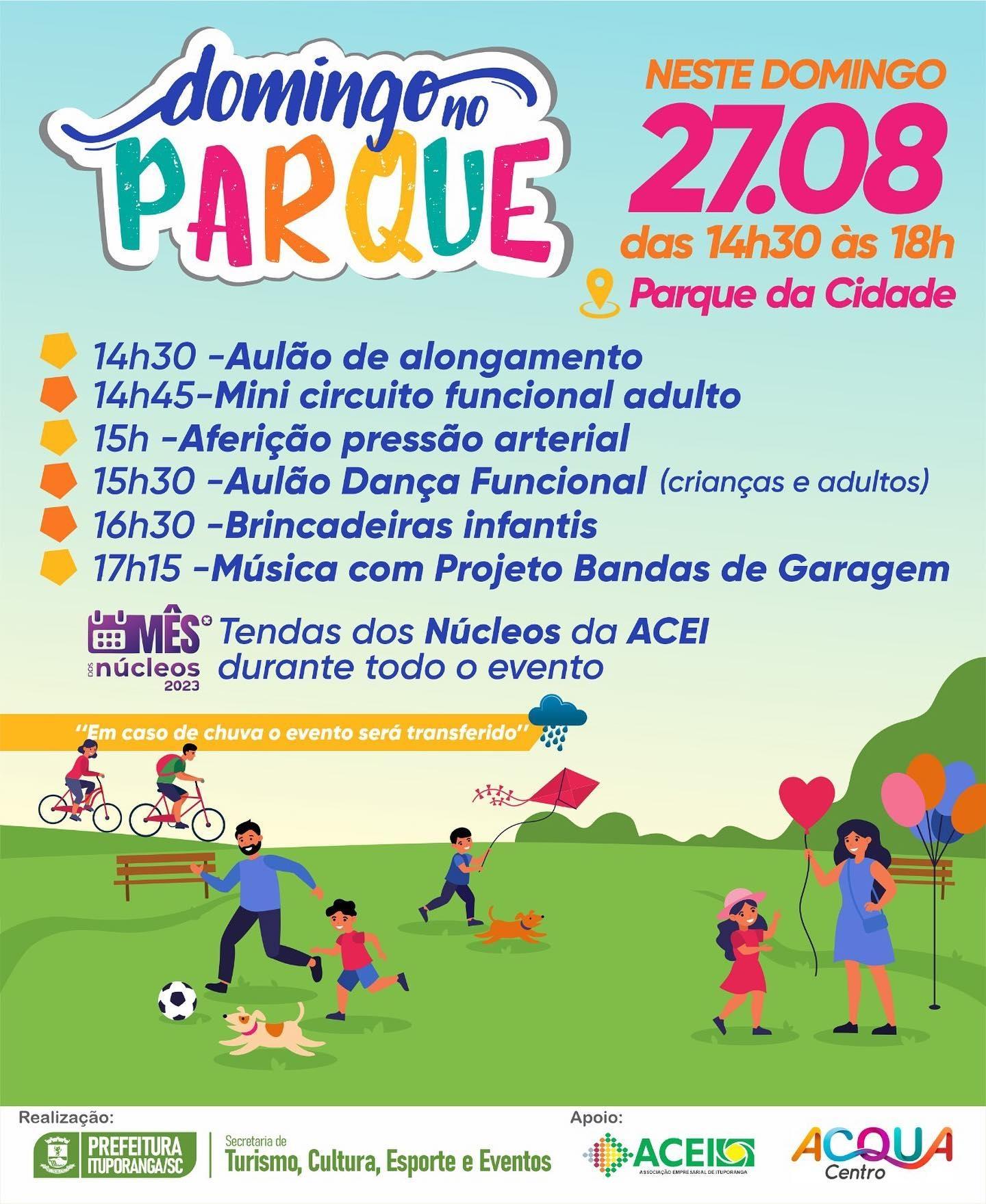 Ituporanga terá mais uma edição do Domingo no Parque