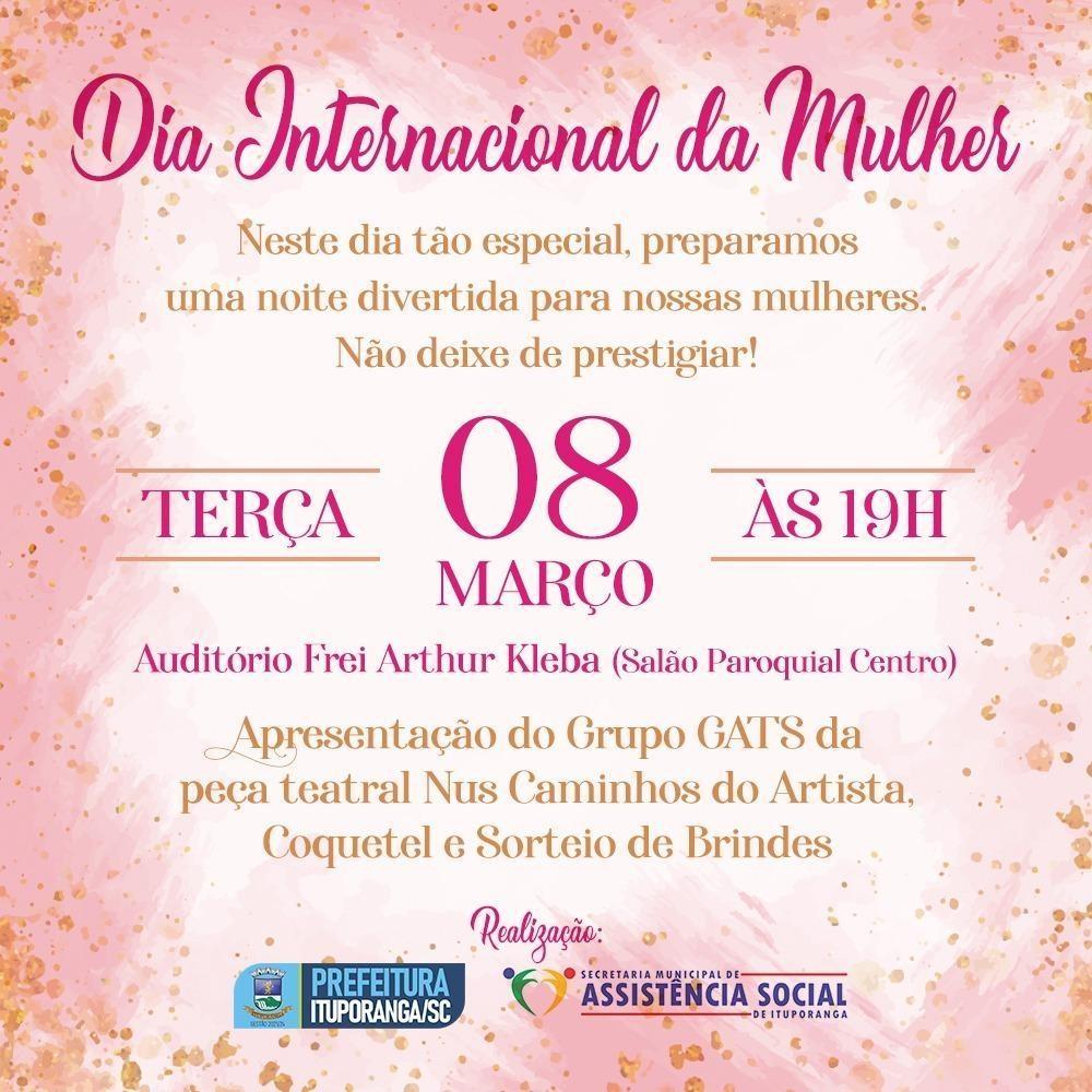 Ituporanga vai promover evento em comemoração ao Dia Internacional da Mulher