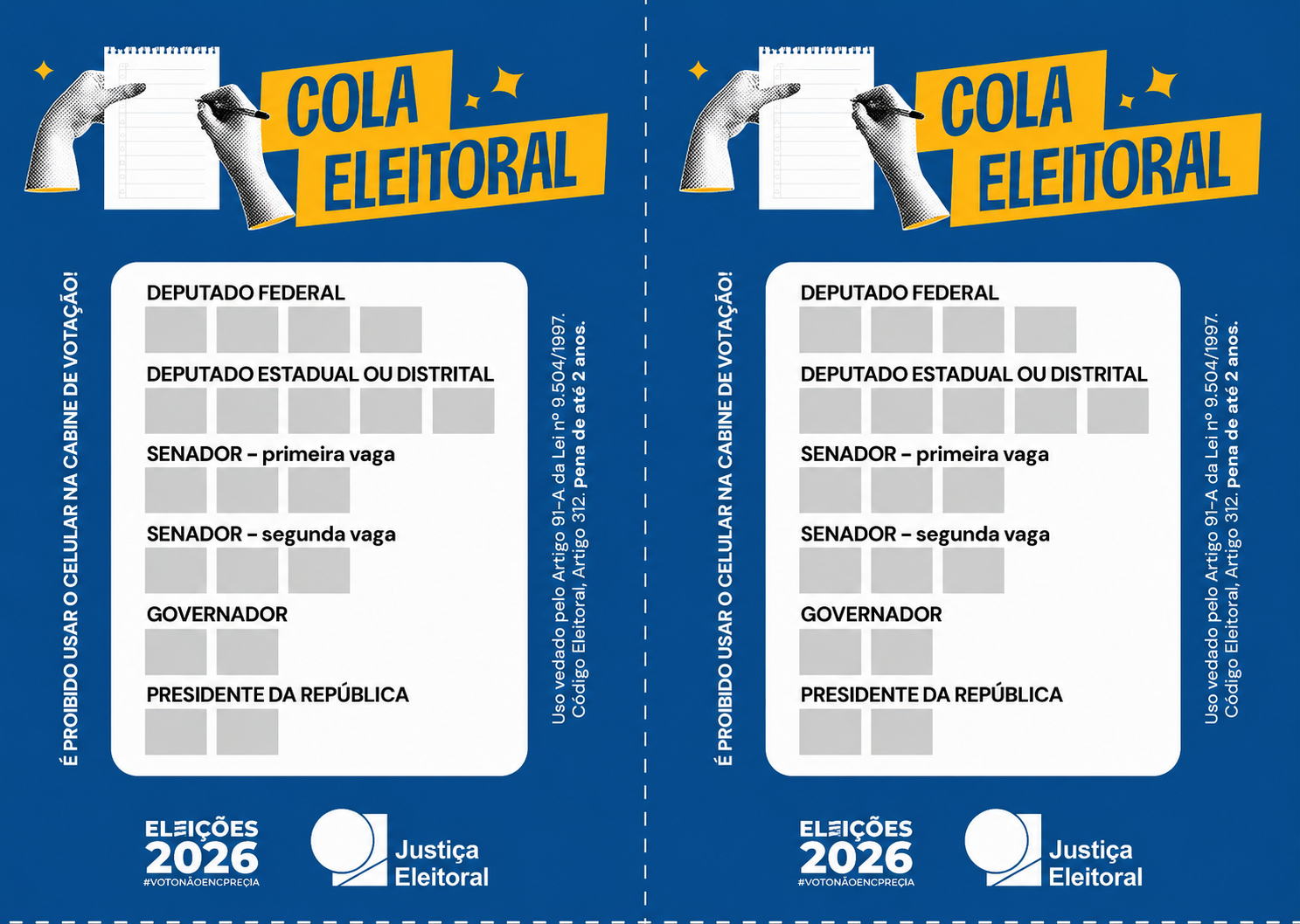 Justiça Eleitoral orienta eleitor a levar “colinha” em papel para votação