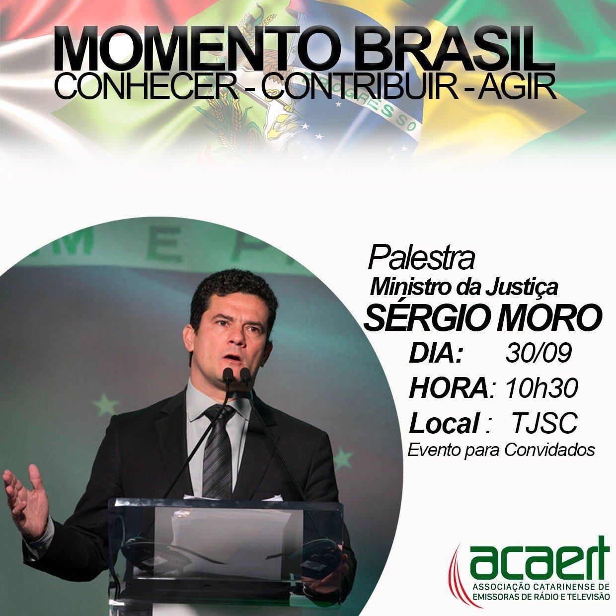 Momento Brasil: Ministro da Justiça participa do evento da ACAERT no dia 30 de setembro em Florianópolis