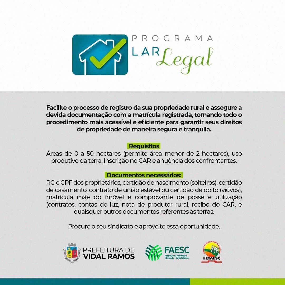 Moradores de Vidal Ramos são beneficiados com o programa Lar Legal Rural