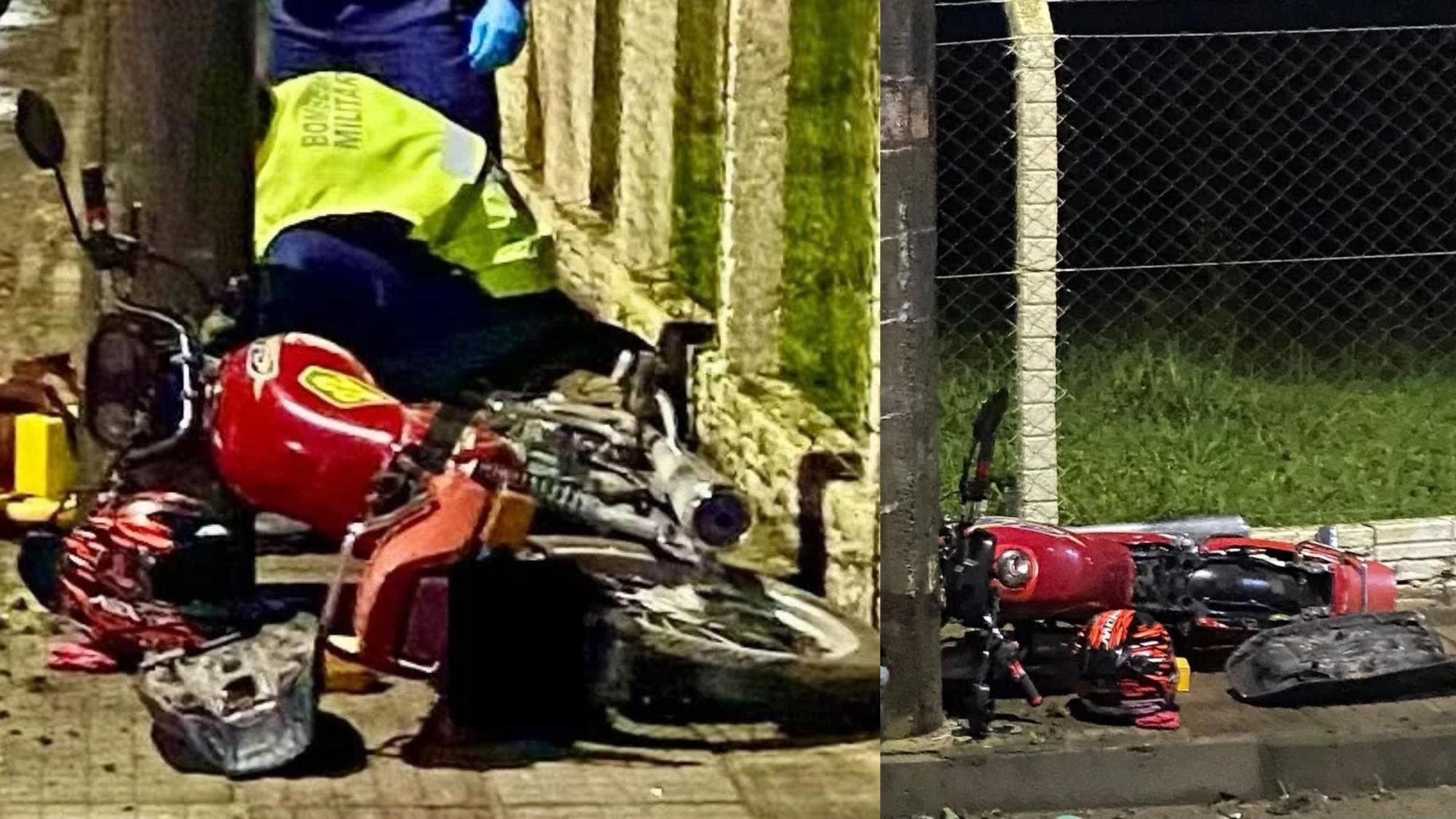 Motociclista fica ferido após bater contra poste em Taió
