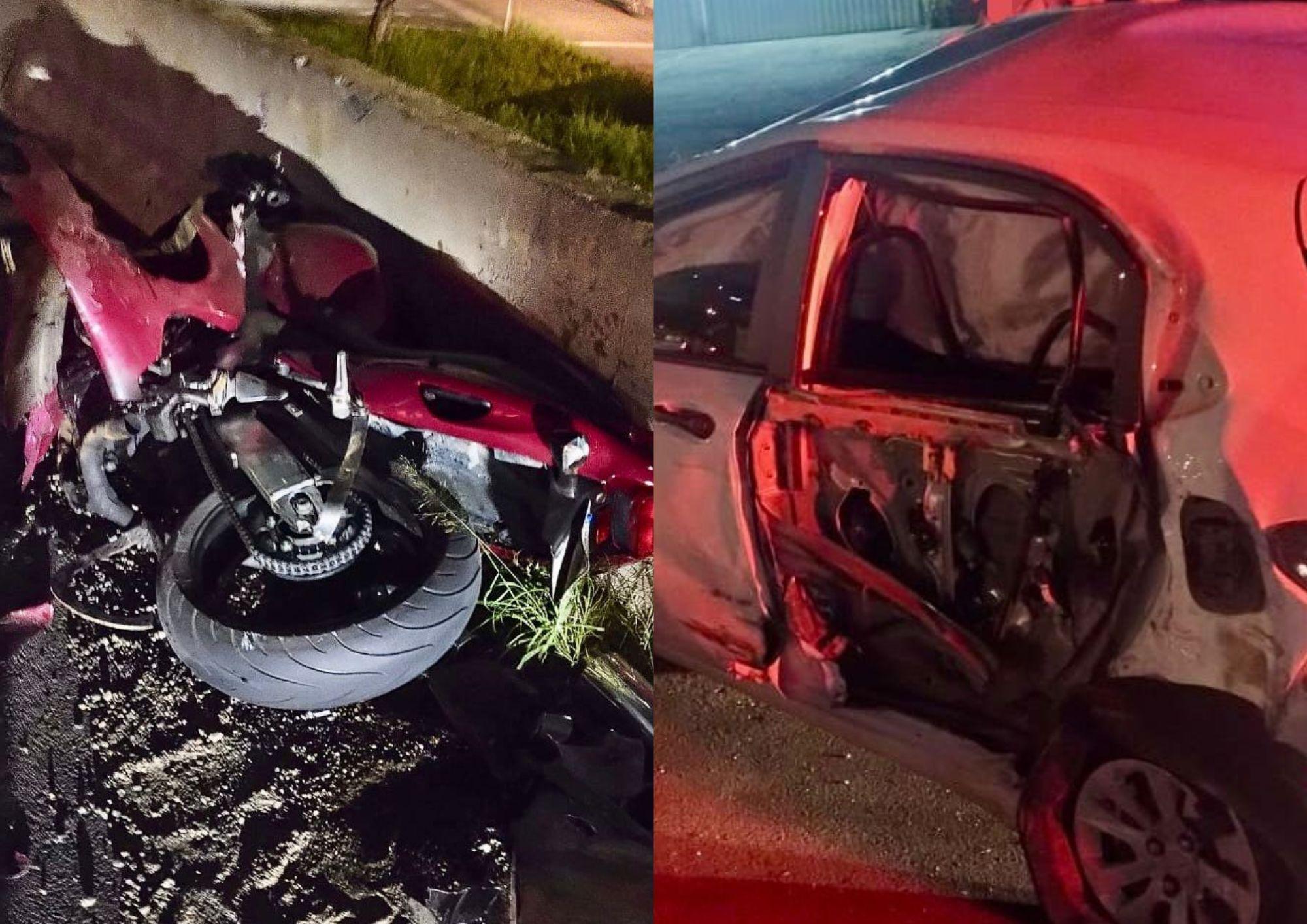 Motociclista fica ferido após colisão com carro no Túnel do Canoas, em Rio do Sul