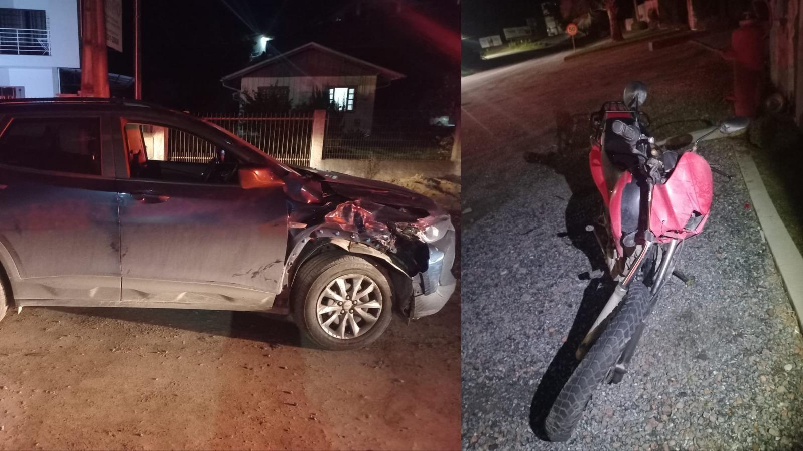 Motociclista fica ferido em acidente na SC-350