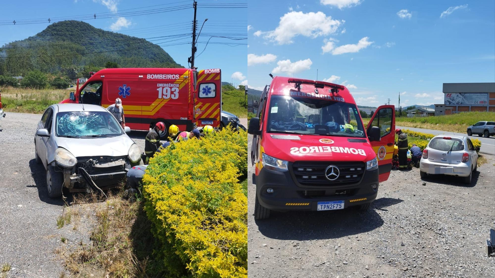 Motociclista fica ferido em colisão frontal na marginal da BR-470, em Rio do Sul