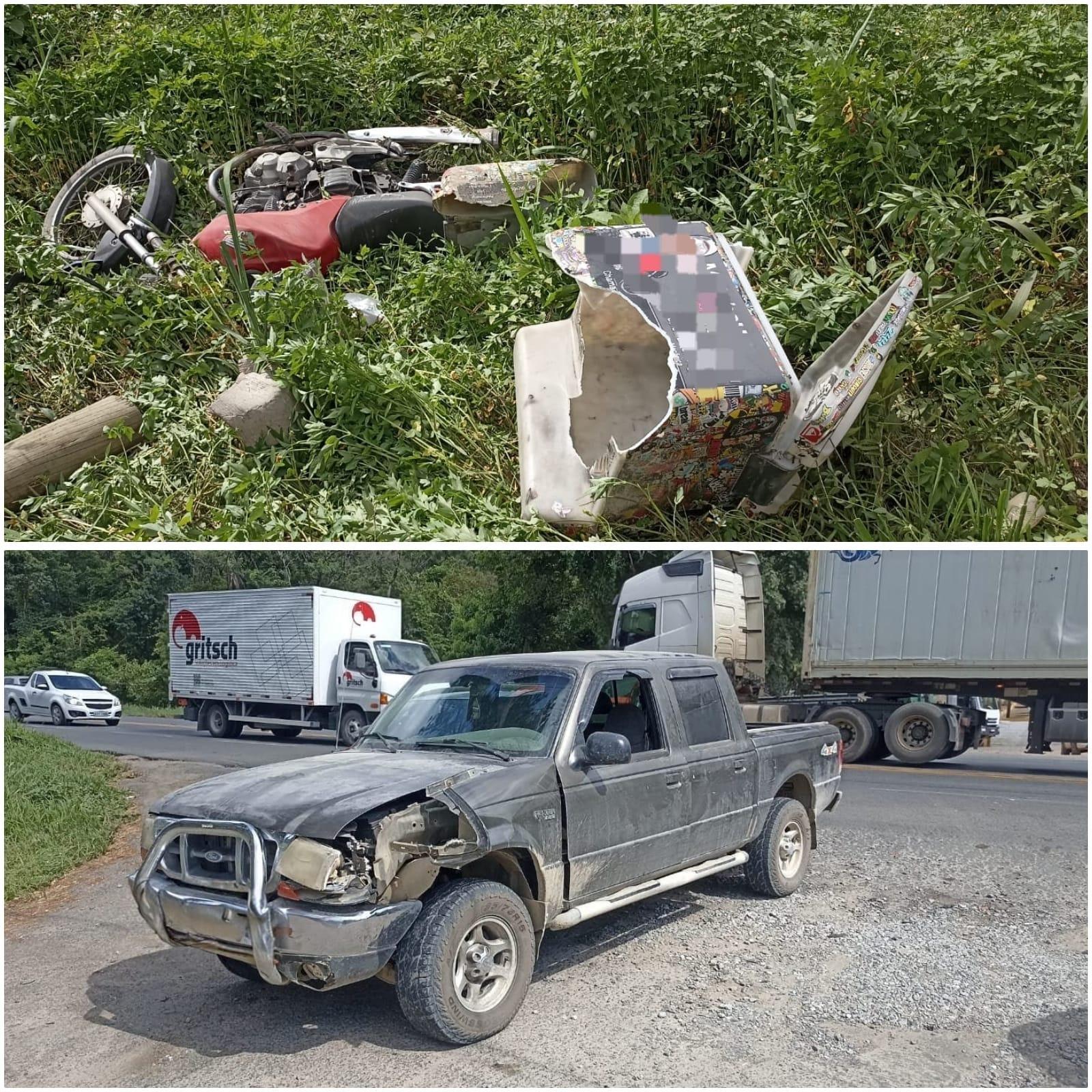 Motociclista sofre ferimentos graves após colisão na BR-470 em Rio do Sul