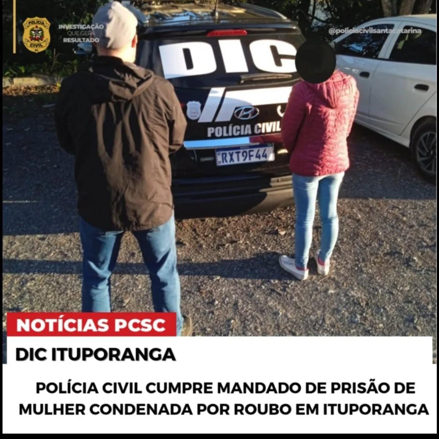 Mulher condenada por roubo é presa ao comparecer no Fórum de Ituporanga