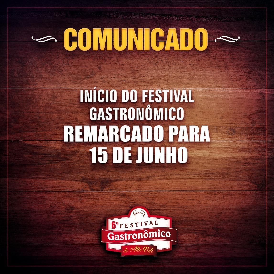 Festival Gastronômico do Alto Vale anuncia nova data de lançamento