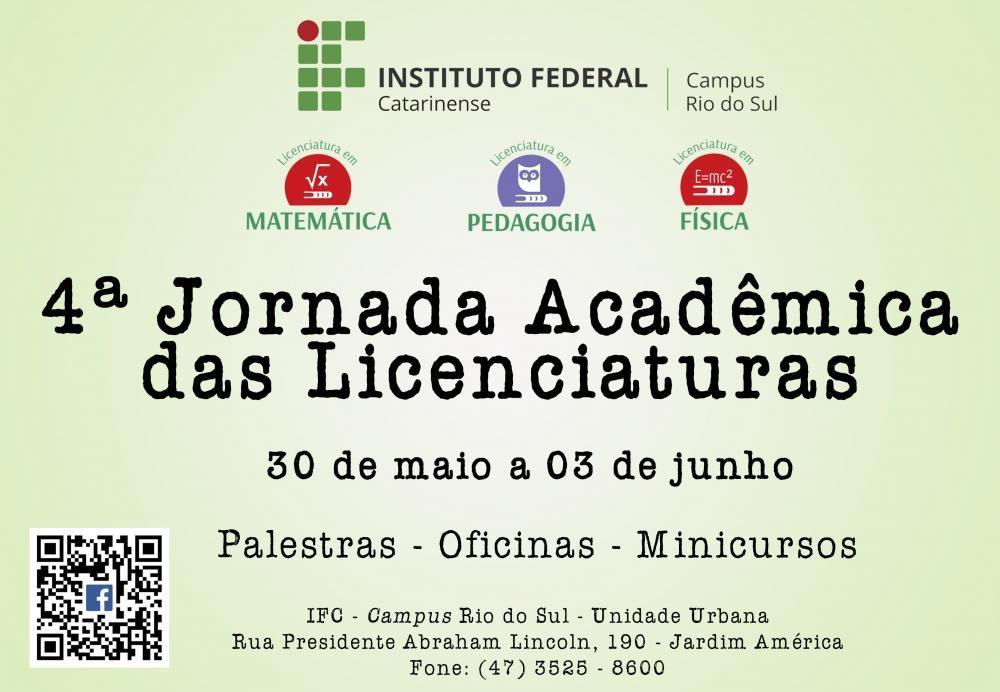 IFC de Rio do Sul promove 4ª Jornada Acadêmica das Licenciaturas