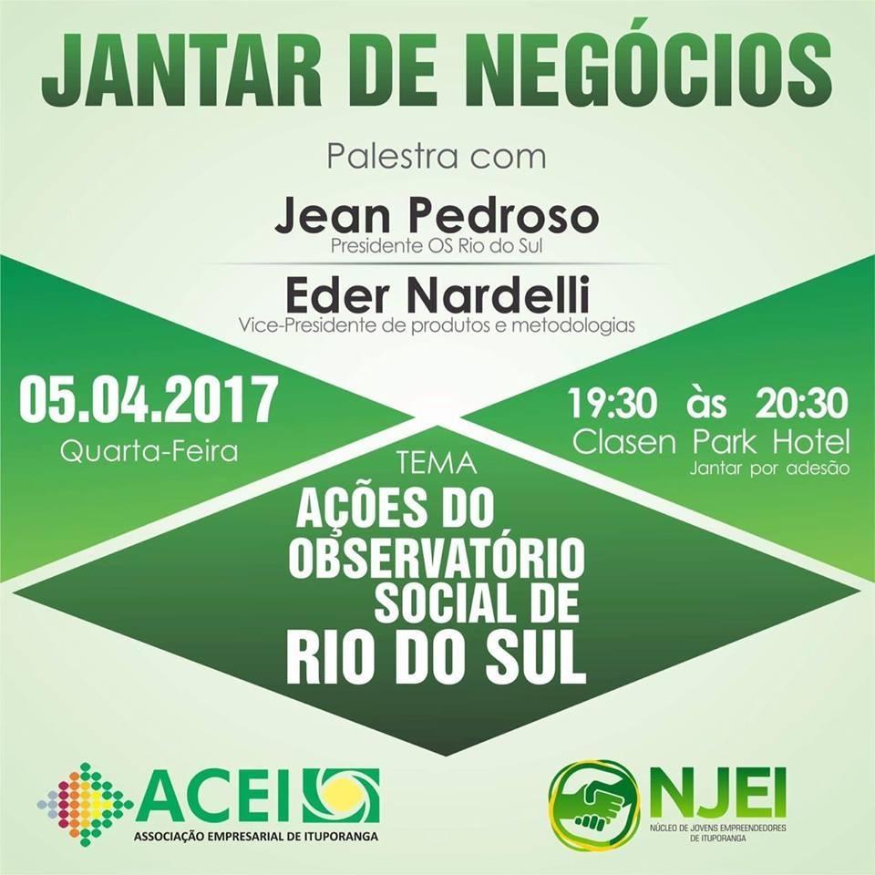 Núcleo de Jovens Empreendedores de Ituporanga realiza primeiro Jantar de Negócios de 2017