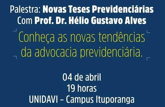 Palestra sobre Previdência Social será realizada na Unidavi de Ituporanga