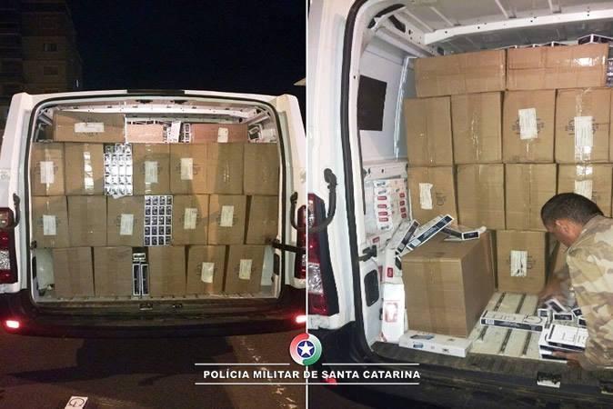 PM apreende 50 mil maços de cigarro contrabandeados, em Laurentino 