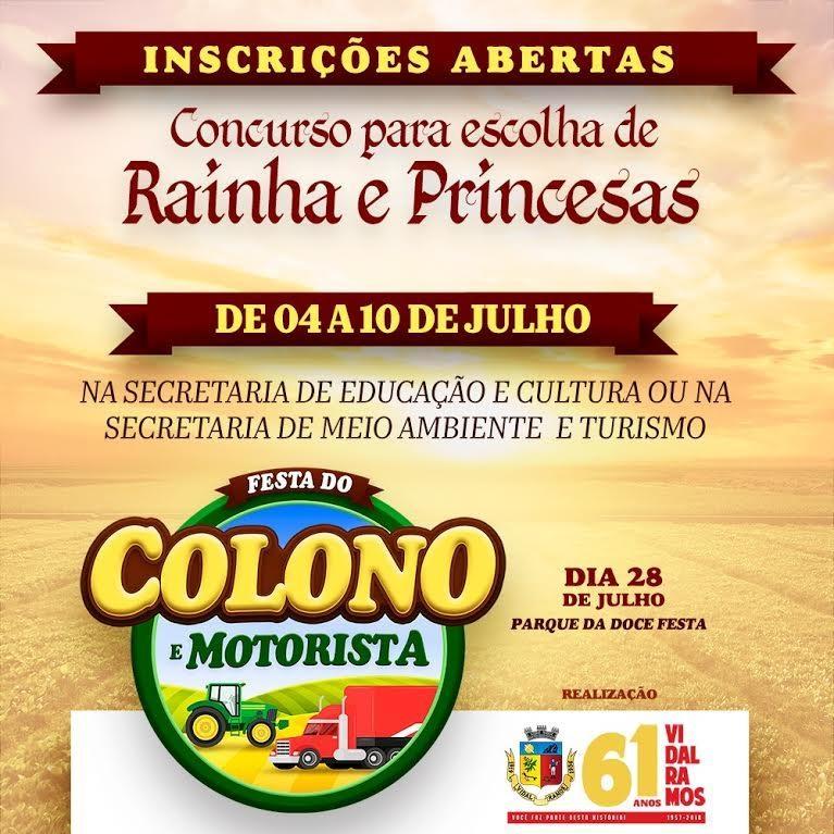 Realezas serão eleitas na Festa do Colono e do Motorista de Vidal Ramos