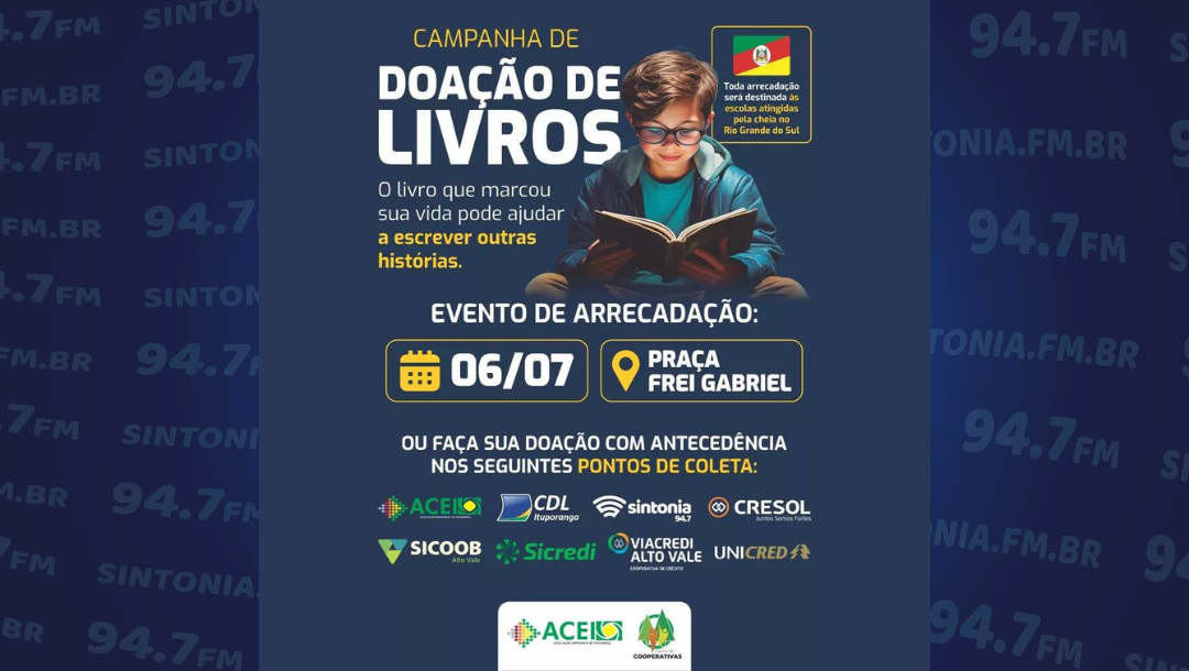 Núcleo de Cooperativas de Ituporanga promove campanha de arrecadação de livros para escolas do Rio Grande do Sul
