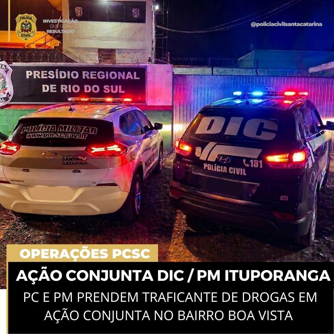 Operação da DIC e PM prende homem por tráfico de drogas em Ituporanga