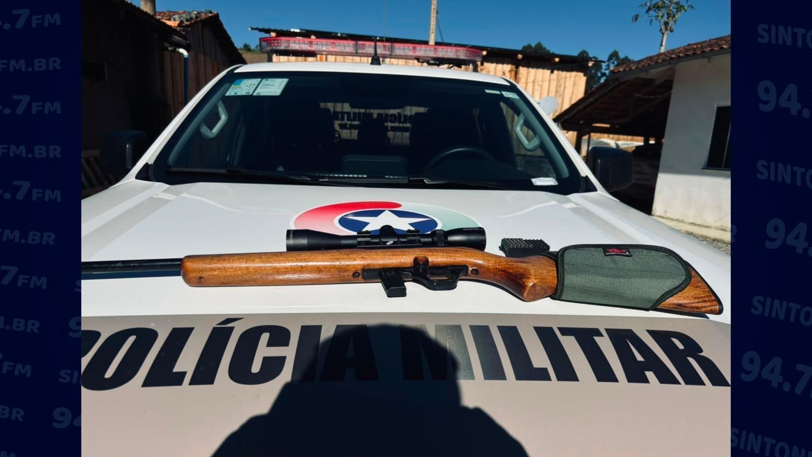 Polícia apreende rifle com luneta e 26 munições em Chapadão do Lageado