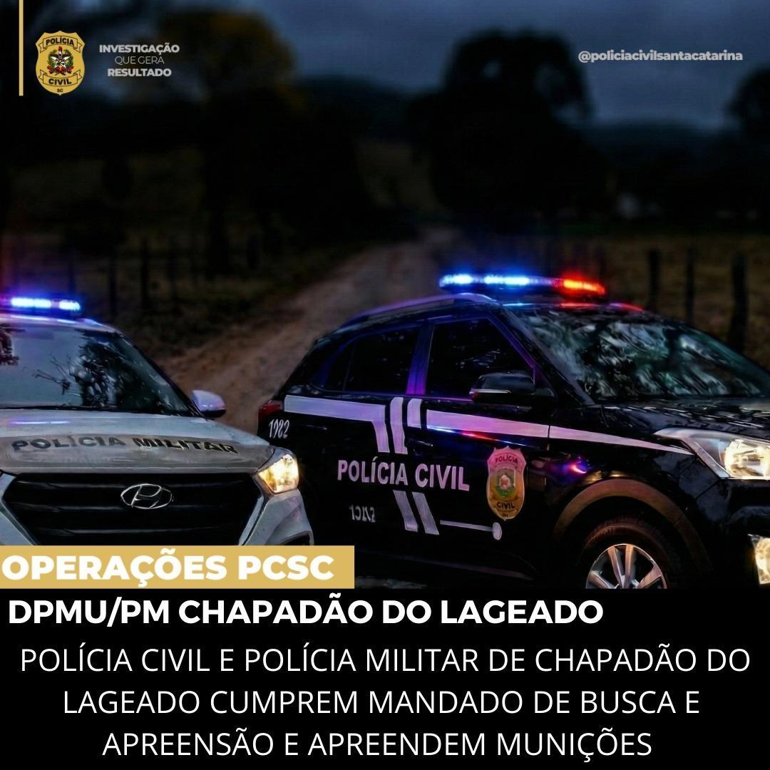 Polícia Civil apreende munições e prende suspeitos em Chapadão do Lageado