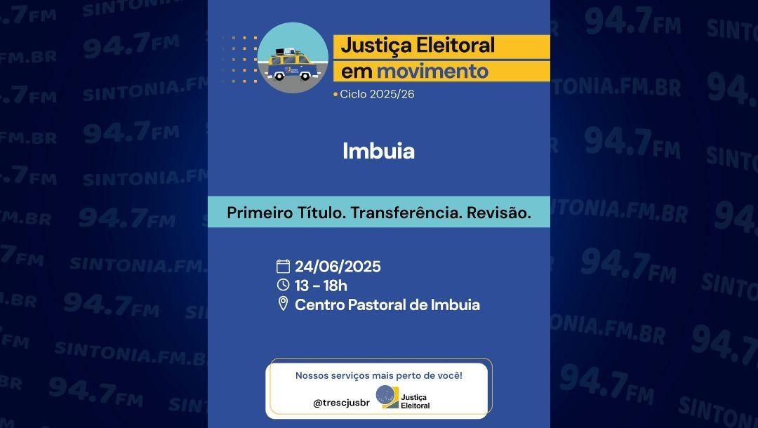 Posto do Cartório Eleitoral será implantado em Imbuia no dia 24 