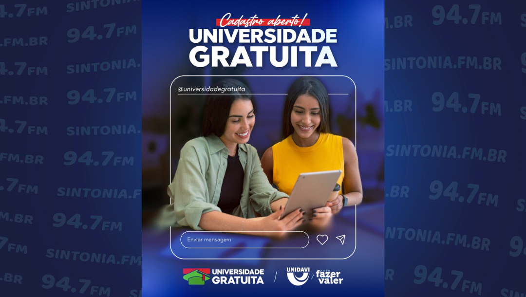 Prazo para inscrições no programa Universidade Gratuita encerra no próximo dia 30