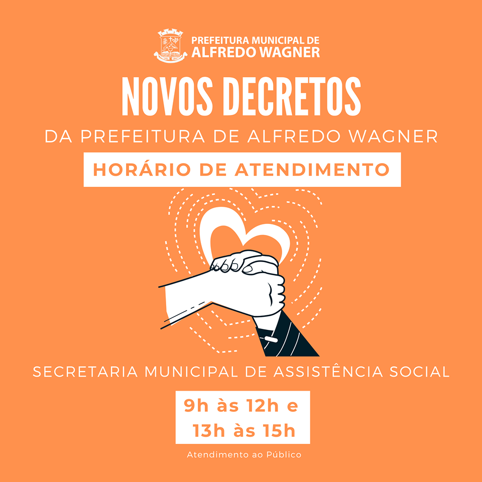 Prefeitura de Alfredo Wagner reduz horário de atendimento ao público e novas medidas restritivas passam a valer na cidade