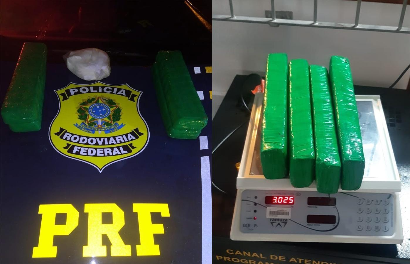 PRF apreende maconha e cocaína na BR-282 em Rancho Queimado
