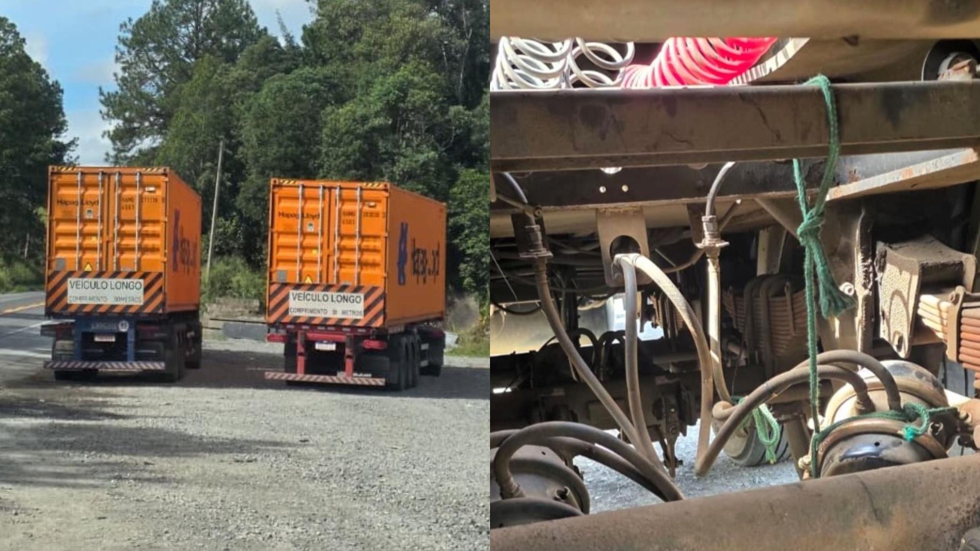 PRF flagra carreta com 20 toneladas de excesso de peso e freios isolados na BR-470