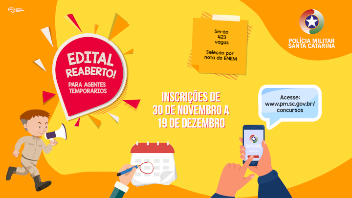 Processo Seletivo para Agente Temporário é reaberto pela Polícia Militar; em Ituporanga são duas vagas 