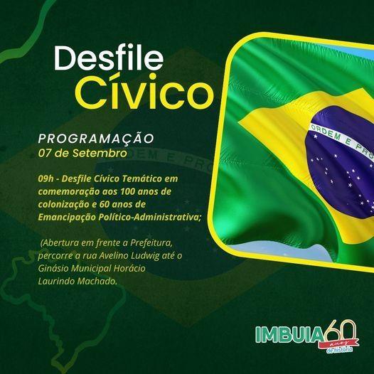 Programação de 7 de Setembro em Imbuia está mantida, mas, pode ser transferida se chover nesta quarta (7)