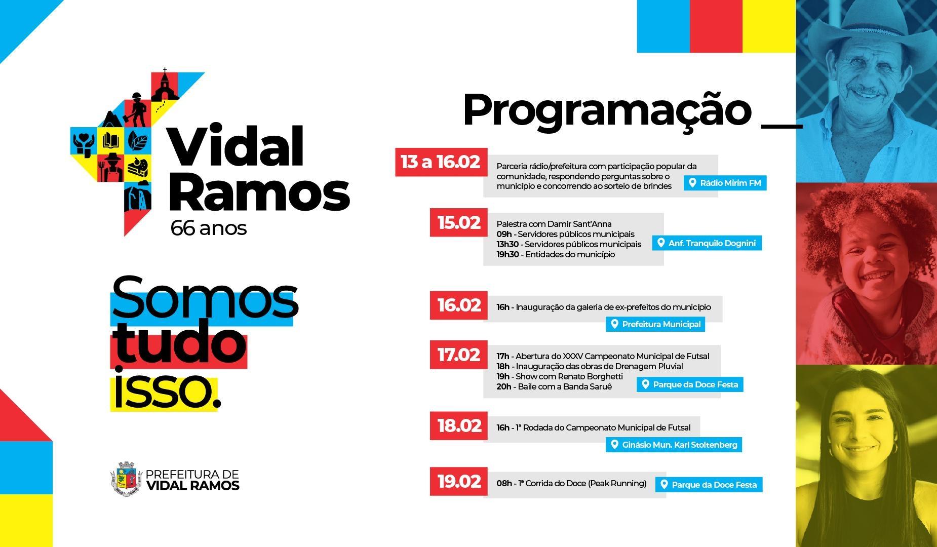 Programação alusiva ao aniversário de Vidal Ramos segue hoje (15) com palestras para os servidores municipais e entidades