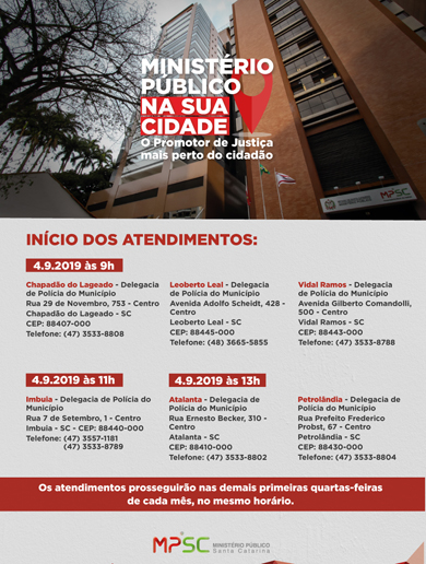 Promotorias de Justiça de Ituporanga lançam projeto "Ministério Público na sua cidade"