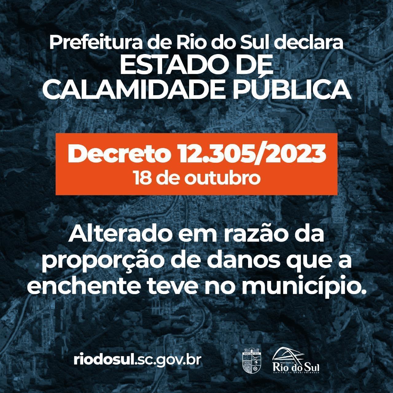 Rio do Sul decreta Calamidade Pública por conta da enchente