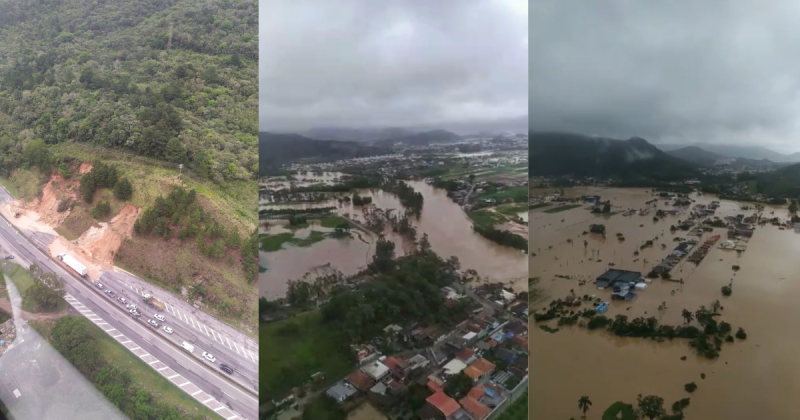 SC decreta situação de emergência após destruição causada pela chuva;  duas mortes foram confirmadas